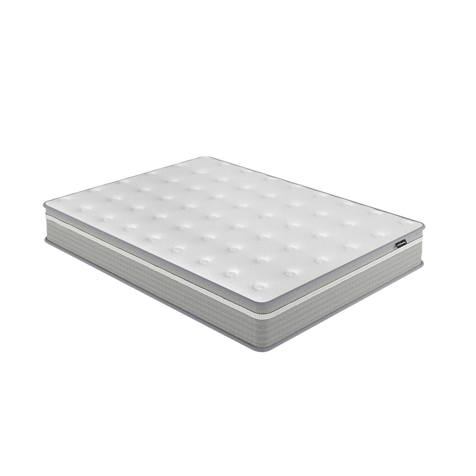 Cornelia Smart Deluxe Triple Bunk & Mattress Bundle featuring a rectangular mattress with a tufted white surface and gray-trimmed sides, highlighting the premium Cool Gel Medium Firm Pocket Spring Mattress.