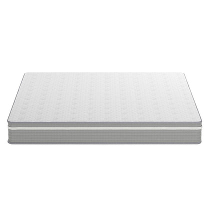 Oriona King 25cm Pocket Spring Gel Mattress in Medium Firm featuring a white quilted top and gray sides, designed with cool gel memory foam and a 5-zone pocket spring system for enhanced comfort.