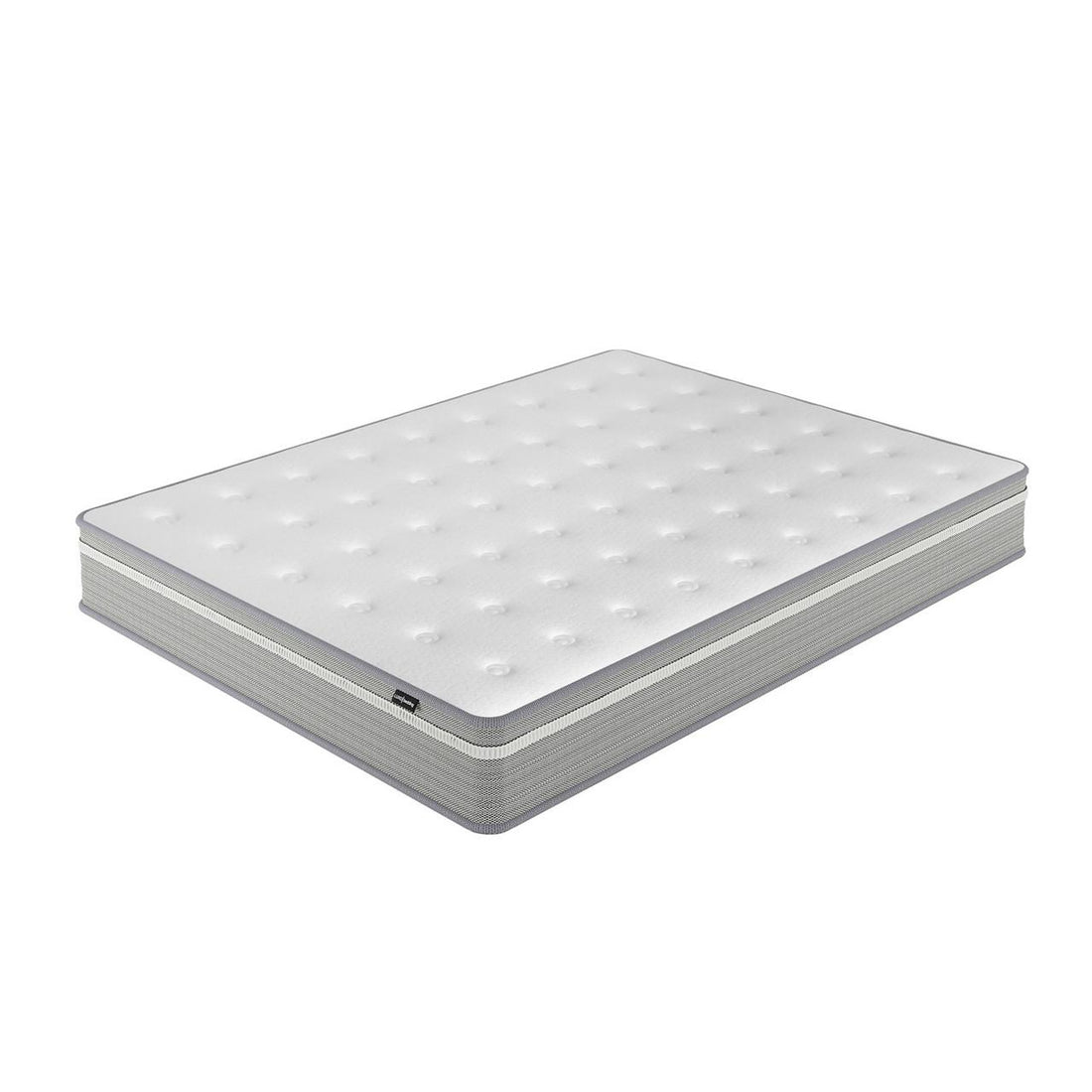 Oriona Queen 25cm Pocket Spring Gel Mattress in Medium Firm, featuring a white tufted top and gray sides, designed for cooling comfort and support with cool gel memory foam and pocket springs.