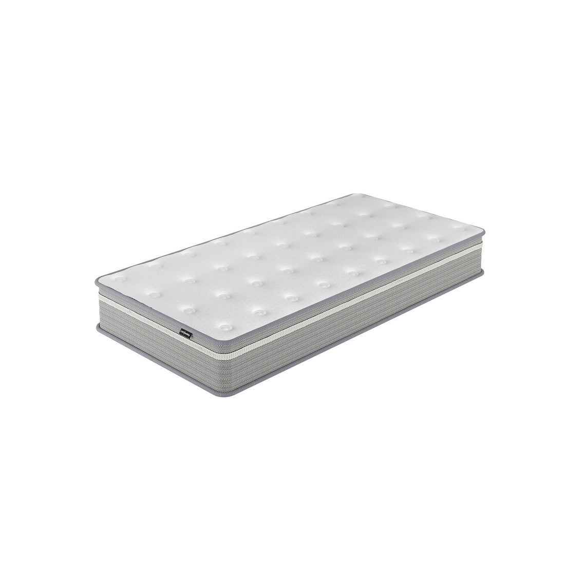 Oriona Single 25cm Pocket Spring Gel Mattress in Medium Firm; a rectangular standalone mattress on a white background, showcasing its thick, supportive design with visible quilted top layer for enhanced comfort.