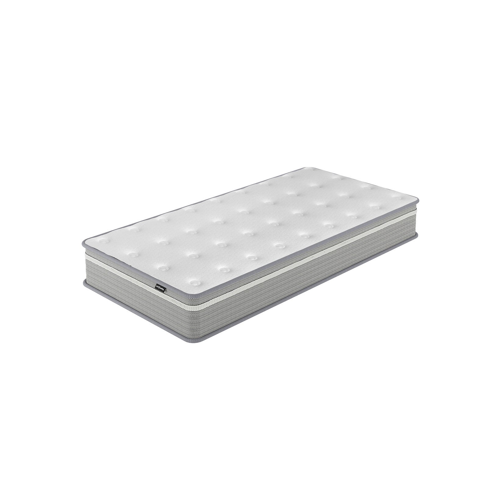 Oriona Single 25cm Pocket Spring Gel Mattress in Medium Firm; a rectangular standalone mattress on a white background, showcasing its thick, supportive design with visible quilted top layer for enhanced comfort.