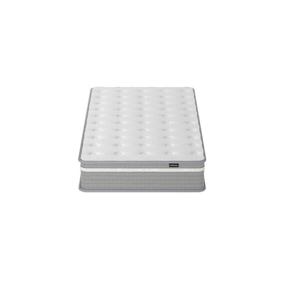 Oriona Single 25cm Pocket Spring Gel Mattress in Medium Firm, featuring a padded, tufted surface and thick support layers, designed for comfort with cool gel and a 5-zone pocket spring system.