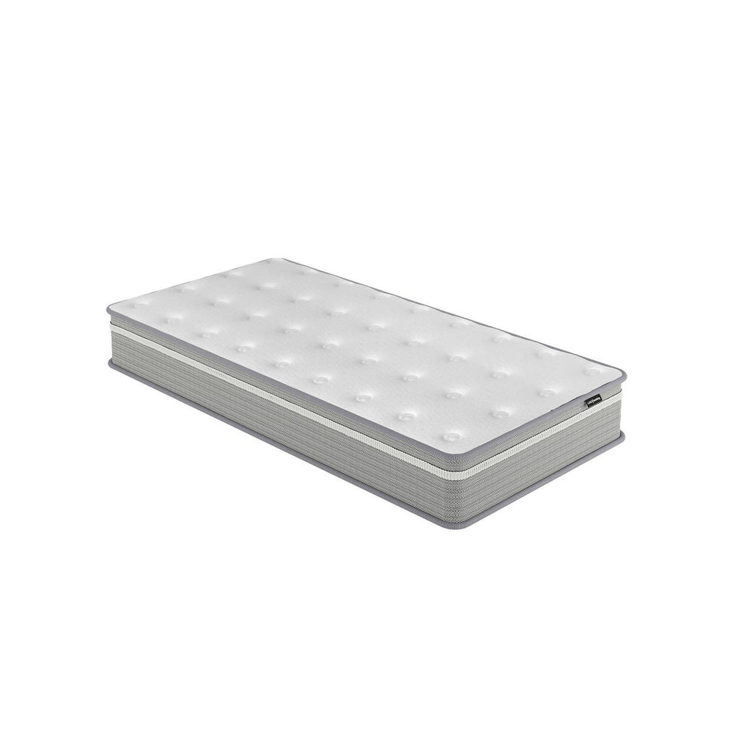 Oriona Single 25cm Pocket Spring Gel Mattress in Medium Firm, featuring a white tufted top and light gray sides, designed for breathability, support, and temperature control with cool gel memory foam.