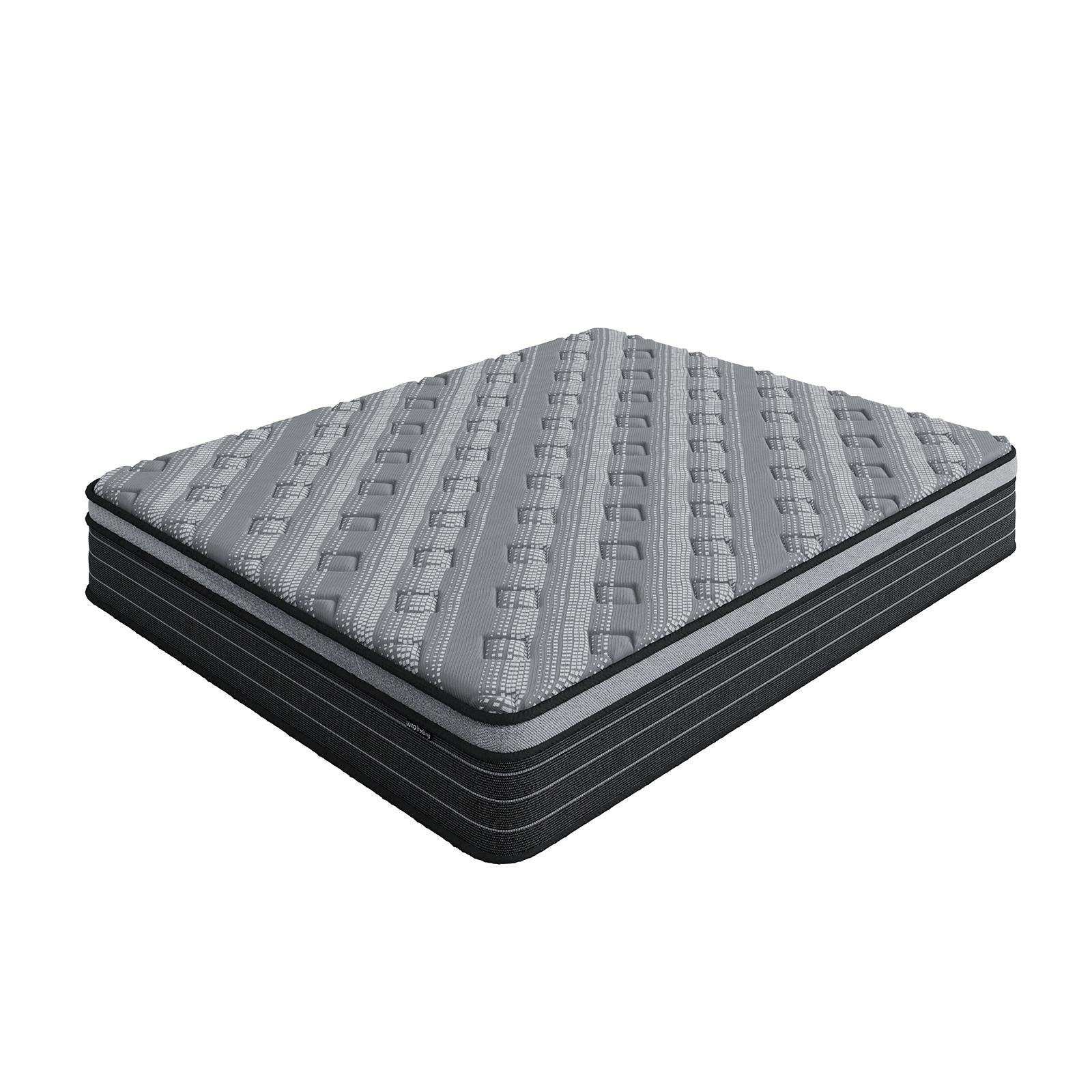 Phoebe Queen 33cm Euro Pillow Top Pocket Spring Mattress features a quilted, patterned top layer and reinforced base, showcasing a plush, supportive design that highlights its luxurious pillow top and pocket spring system.