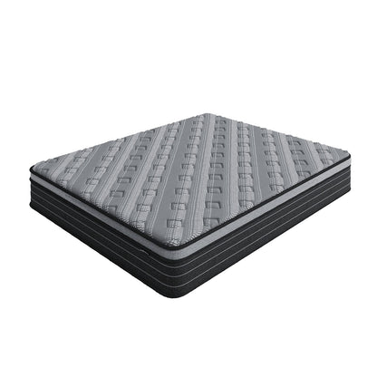Phoebe Queen 33cm Euro Pillow Top Pocket Spring Mattress features a quilted, patterned top layer and reinforced base, showcasing a plush, supportive design that highlights its luxurious pillow top and pocket spring system.