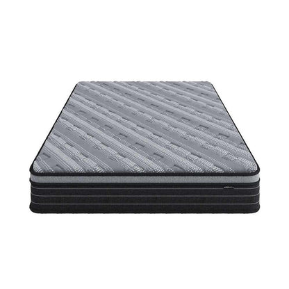 Phoebe Queen 33cm Euro Pillow Top Pocket Spring Mattress displayed from a slight front angle, showcasing its medium firm, plush Euro pillow top design with pocket spring support for enhanced comfort and spinal alignment.