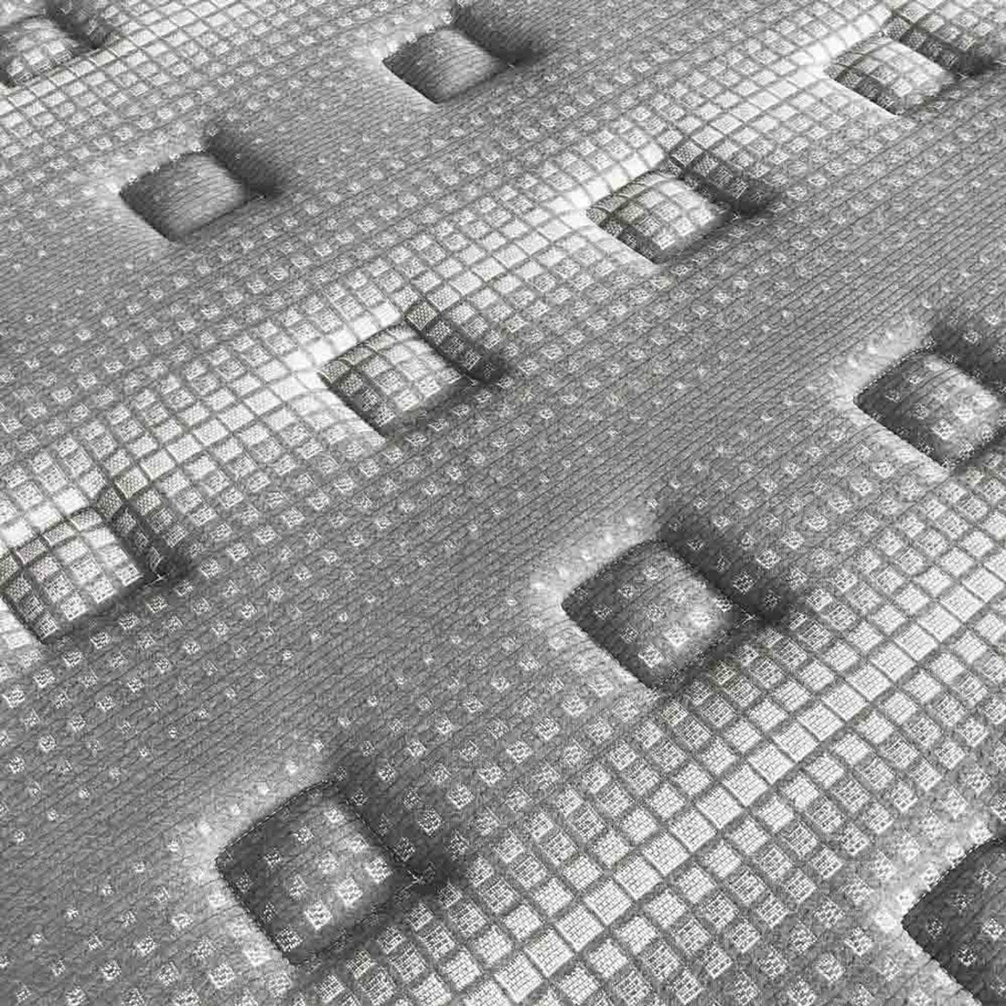 Phoebe Queen 33cm Euro Pillow Top Pocket Spring Mattress close-up showing tufted, quilted surface with a grid of slight indentations, highlighting the premium anti-pilling knitted fabric's texture for enhanced comfort.