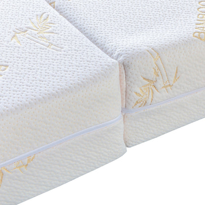 Close-up of the Plico Bamboo Folding Foam Mattress - Queen, highlighting its textured foam layers. The image showcases the mattress's detailed surface, emphasizing comfort and support features.