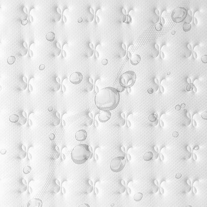 Close-up of Thetis Double 25cm Pocket Spring Latex Mattress in Med Firm, showcasing quilted surface with stitched petal tufts and circular accents, highlighting its soft, padded texture for optimal comfort.