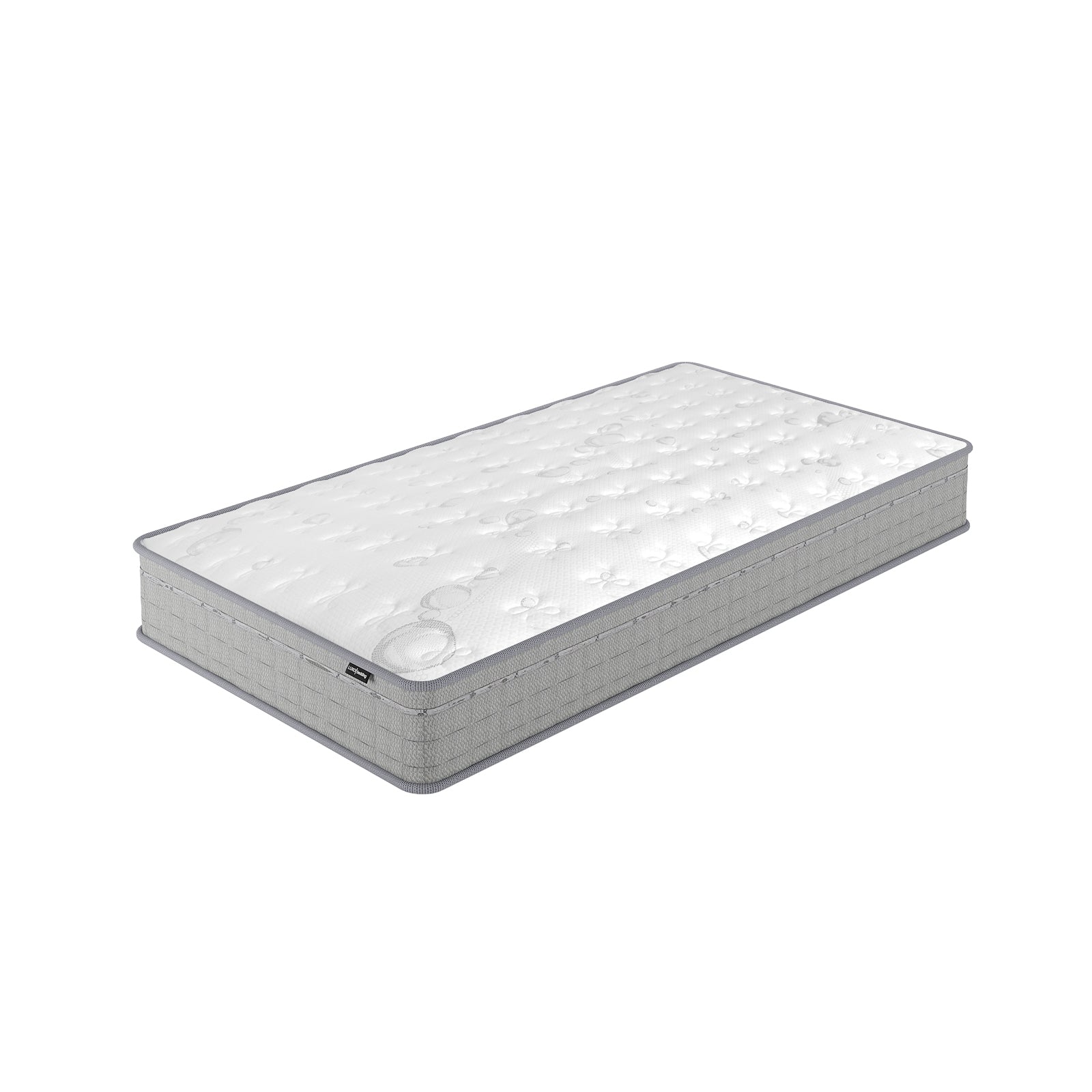 Thetis King Single 25cm Pocket Spring Latex Mattress, featuring a quilted white top and light gray sides, offers medium-firm support with a pocket spring system, ideal for enhanced comfort and spinal health.