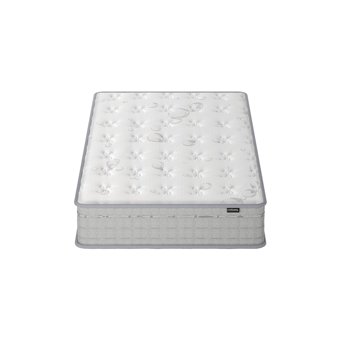 Thetis King Single 25cm Pocket Spring Latex Mattress features a white quilted design with grey side panels, showcasing its medium-firm, pillow-top style for optimal comfort and support.