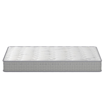 Thetis King Single 25cm Pocket Spring Latex Mattress features a white quilted top and gray side panels, offering medium firm support with a latex foam layer and 5-zone pocket springs for enhanced comfort.