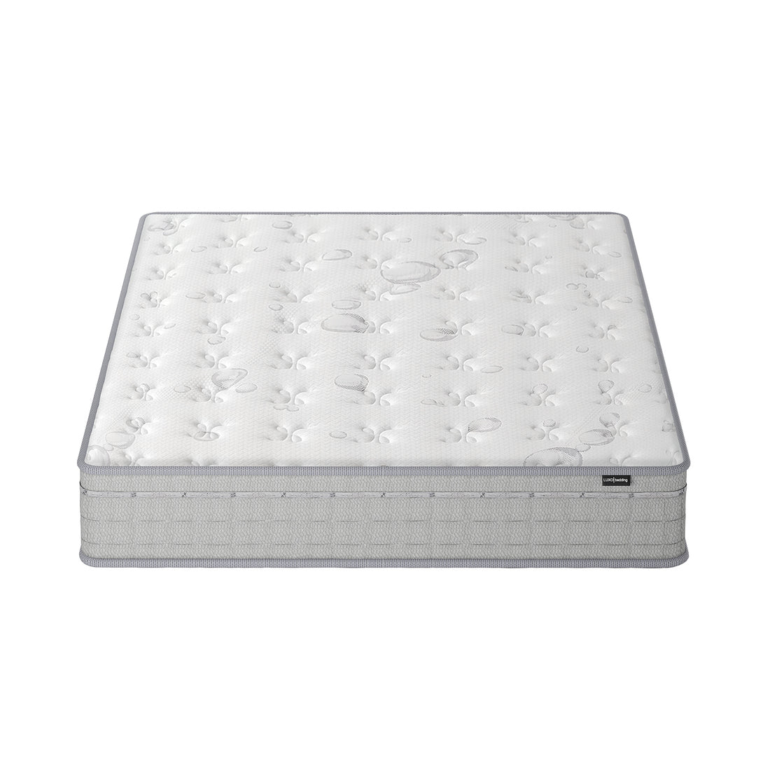 Thetis Queen 25cm Pocket Spring Latex Mattress in Med Firm, featuring a white quilted top with light gray sides. Designed for enhanced sleep posture and support, ideal for a standard queen bed frame.