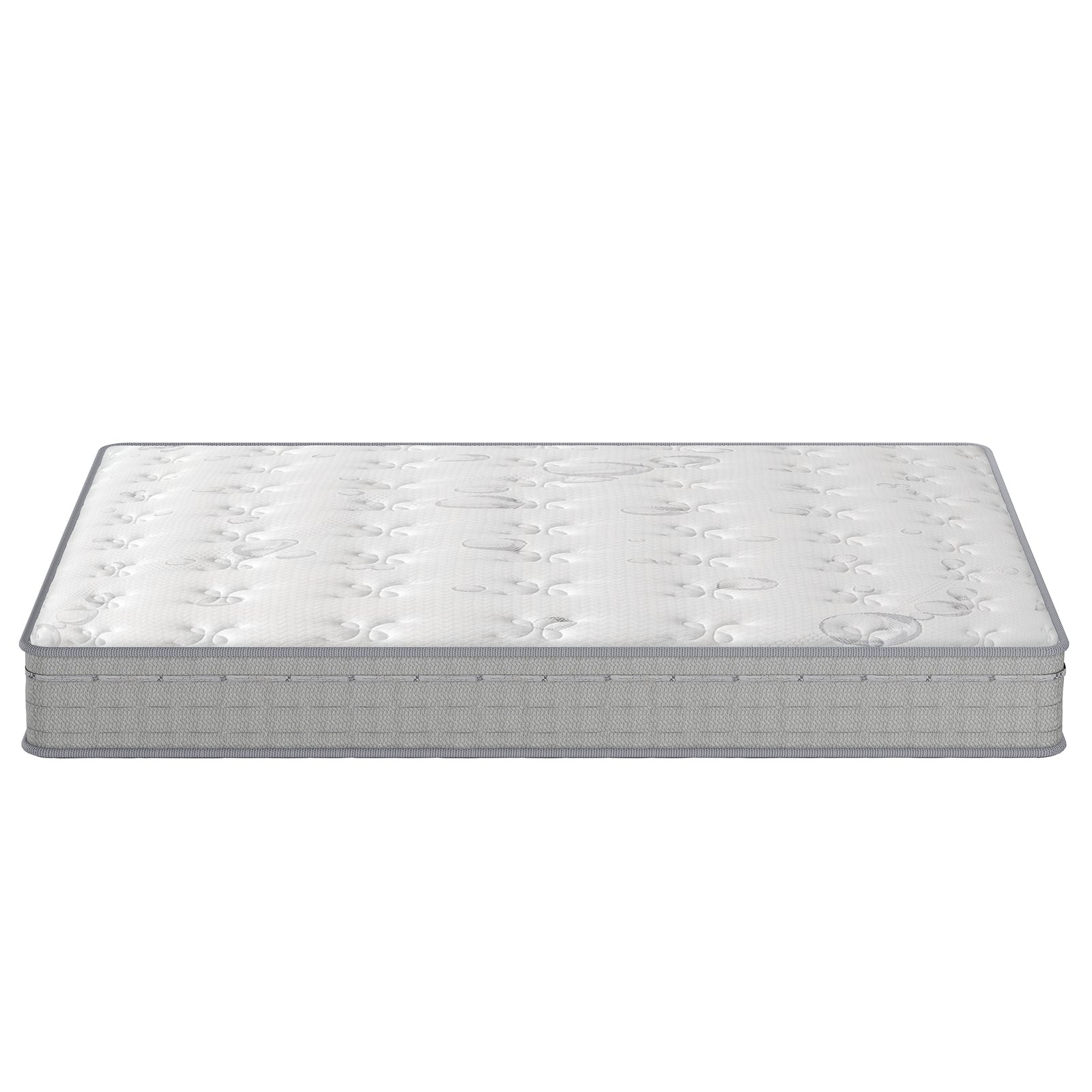 Thetis Queen 25cm Pocket Spring Latex Mattress in Med Firm, featuring a quilted white top and gray fabric sides, designed for optimal comfort and support.