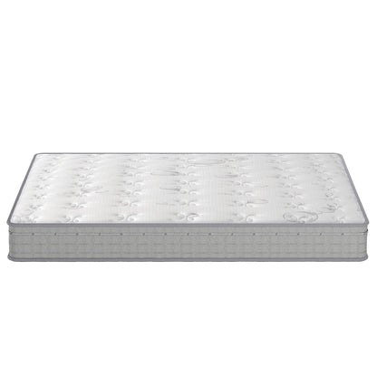 Thetis Queen 25cm Pocket Spring Latex Mattress in Med Firm, featuring a quilted white top and gray fabric sides, designed for optimal comfort and support.