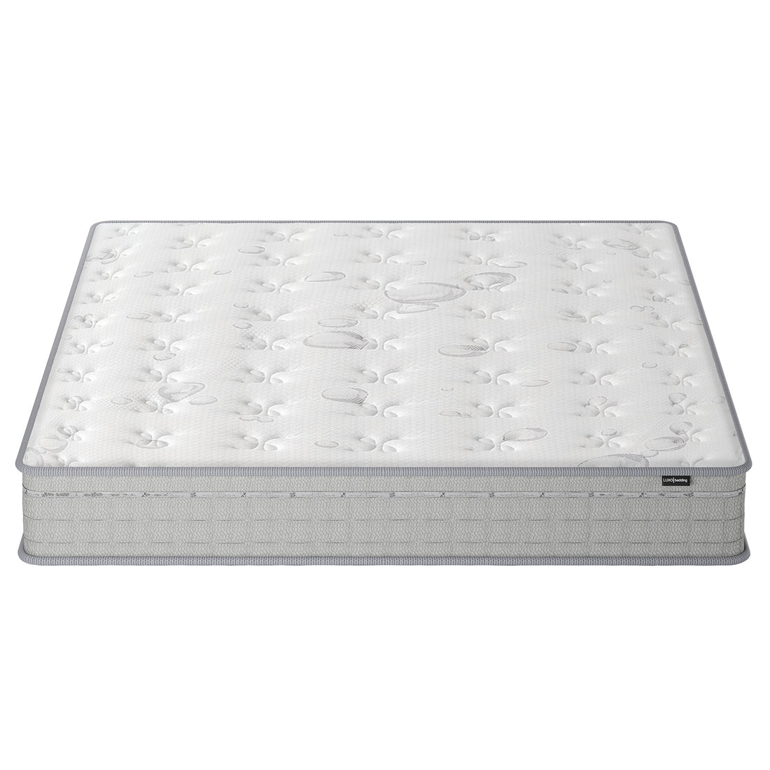 Thetis Super King 25cm Pocket Spring Latex Mattress with white quilted top and light gray sides, showcasing tufted pattern and pillow-top style, highlighting its innerspring hybrid design for superior comfort and support.