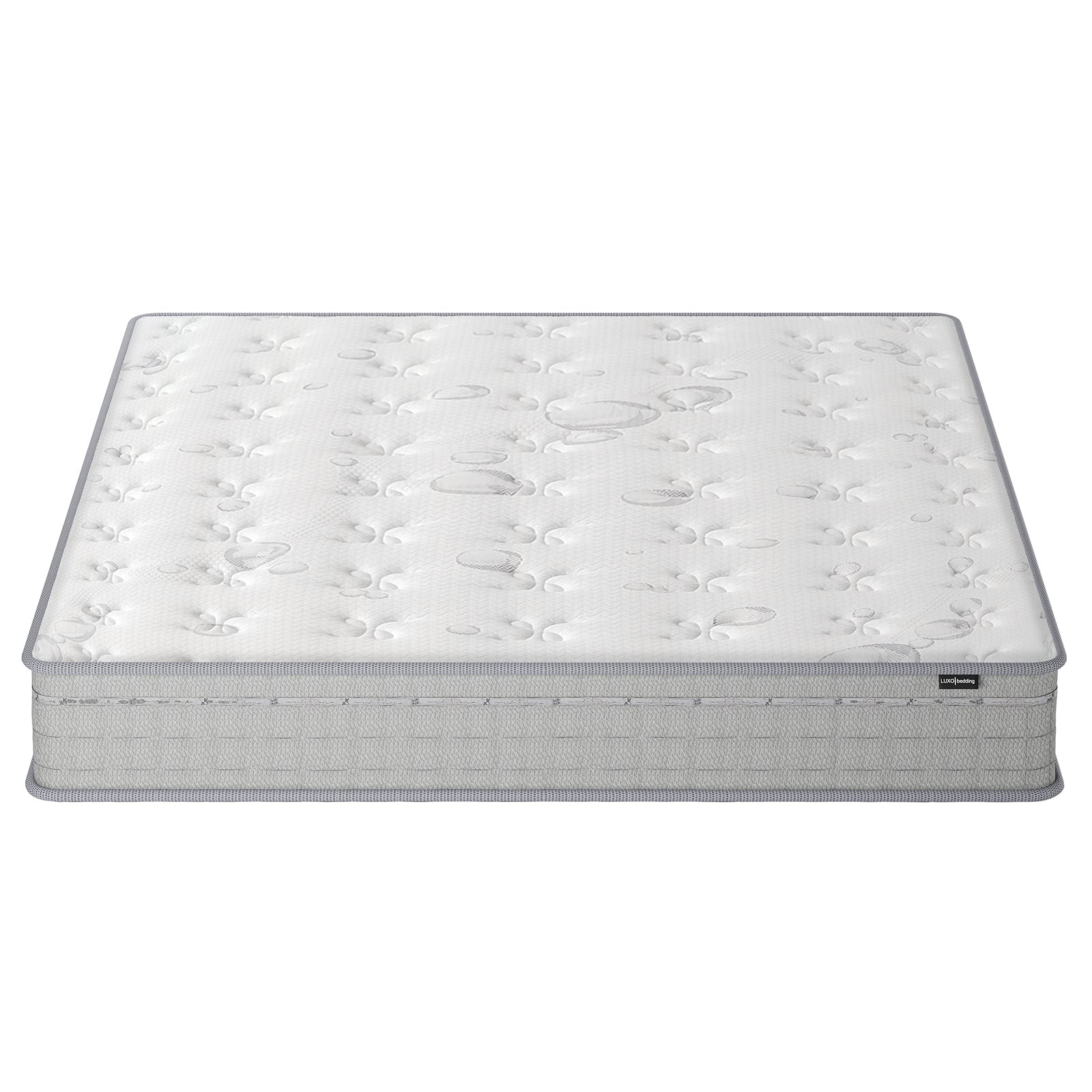 Thetis Super King 25cm Pocket Spring Latex Mattress with white quilted top and light gray sides, showcasing tufted pattern and pillow-top style, highlighting its innerspring hybrid design for superior comfort and support.