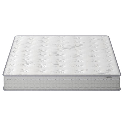 Thetis Super King 25cm Pocket Spring Latex Mattress with white quilted top and light gray sides, showcasing tufted pattern and pillow-top style, highlighting its innerspring hybrid design for superior comfort and support.
