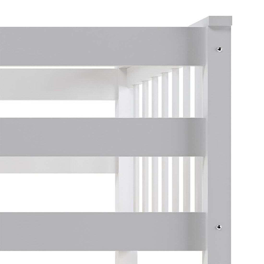 Nero Natural Pine Triple Bunk Bed – White, showcasing a sleek, multifunctional design with a single top bunk and double bottom bunk, complemented by sturdy guardrails and a built-in ladder for safety.