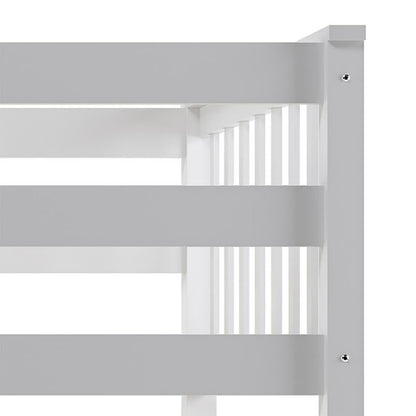 Nero Natural Pine Triple Bunk Bed – White, showcasing a sleek, multifunctional design with a single top bunk and double bottom bunk, complemented by sturdy guardrails and a built-in ladder for safety.