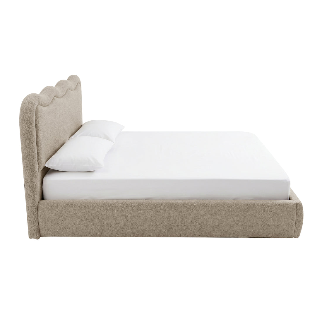 Noemi King Boucle Gas Lift Storage Bed Frame in Beige