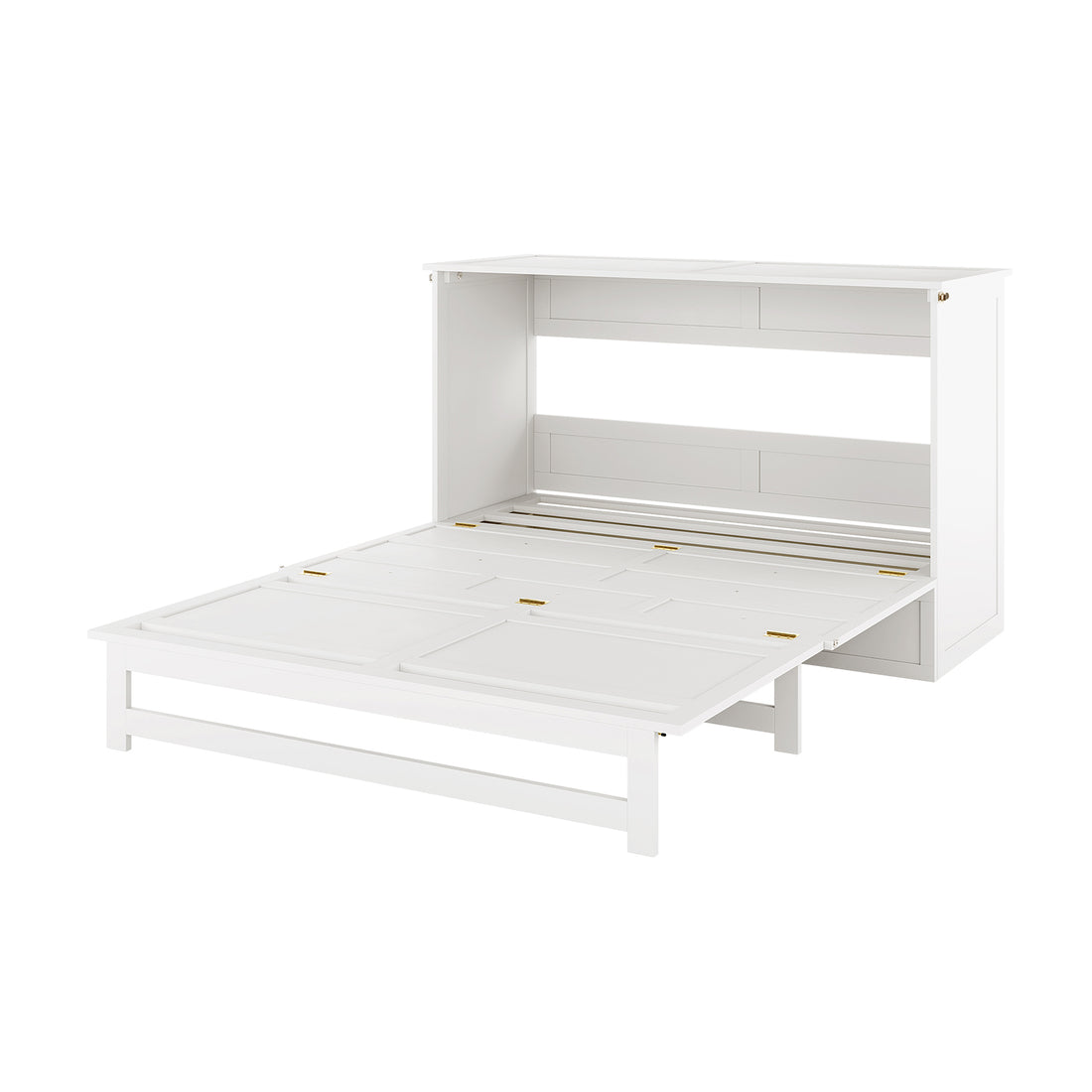 Flecter 3-Fold Queen Mattress with Penn Smart Queen Murphy Bed in open position, showcasing a sleek, wall-mounted fold-down design with a modern, minimal frame and panel detailing, ideal for versatile spaces.