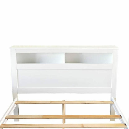Porcia Double Bed with Storage Shelves & Drawers - White