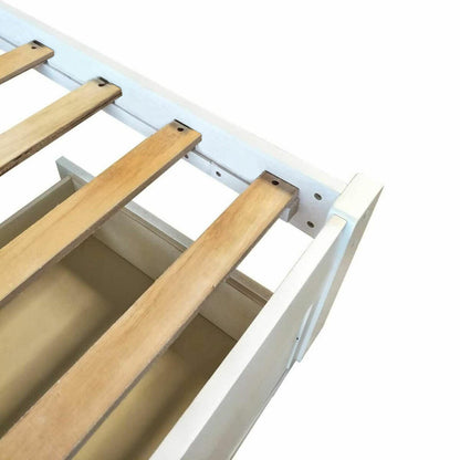 Porcia Double Bed with Storage Shelves & Drawers - White