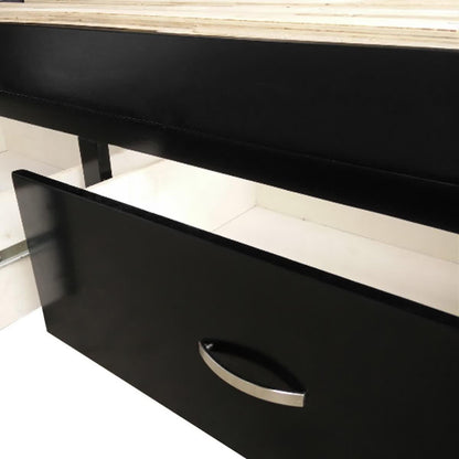 Porcia Queen Bed with Storage Shelves & Drawers - Black