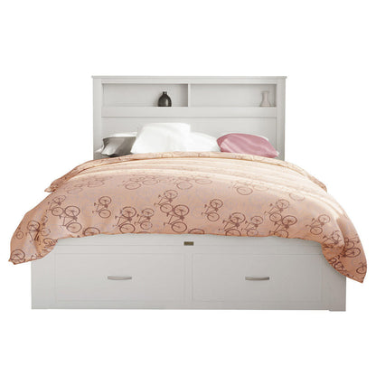 Porcia Queen Bed with Storage Shelves & Drawers - White
