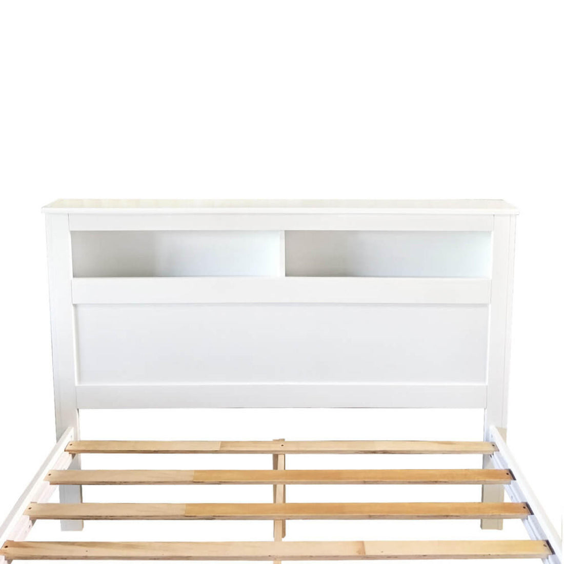 Porcia Queen Bed with Storage Shelves & Drawers - White