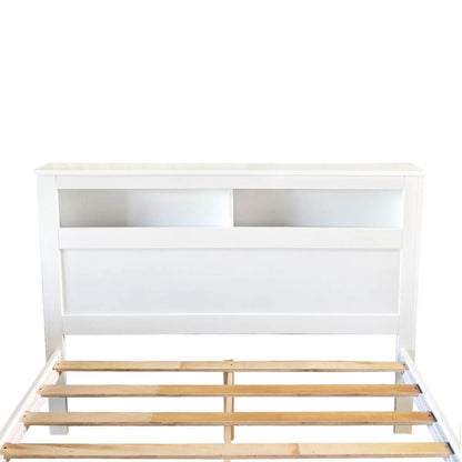 Porcia Queen Bed with Storage Shelves & Drawers - White