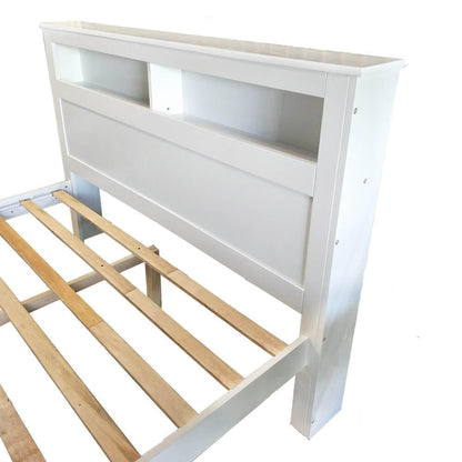 Porcia Queen Bed with Storage Shelves & Drawers - White