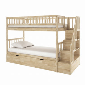 Sabbie Hardwood Single Storage Bunk Bed in Natural