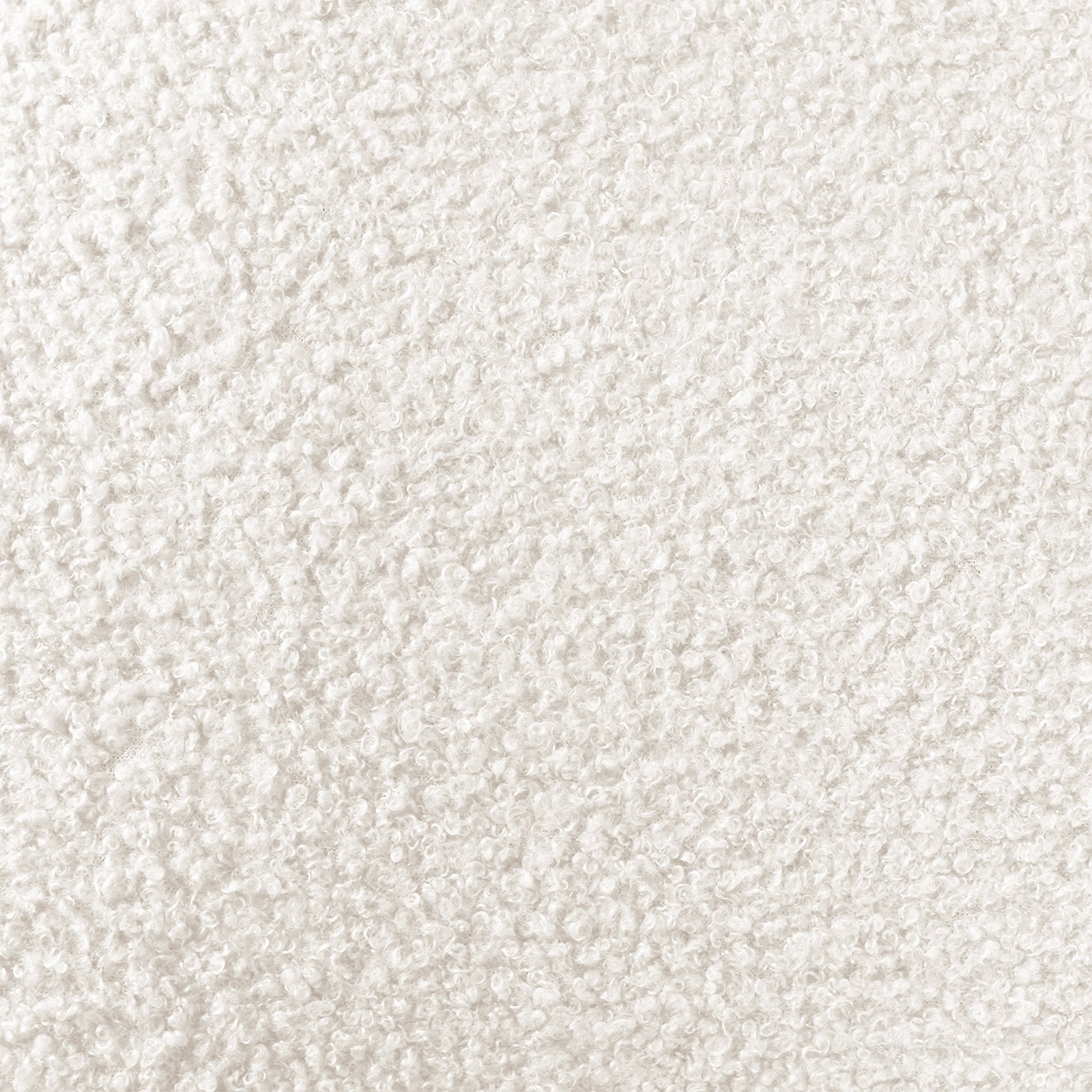 Close-up of the Stacy Queen Boucle Bed Frame in Cream White, highlighting the fluffy boucle fabric's curled yarn fibers, showcasing its soft, luxurious texture and elegant design.