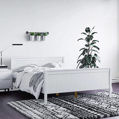 Tertia Solid Pine Timber Bed Frame Double, showcasing sturdy construction with solid pine timber, visible engineered wooden slats, and robust center support for stability. Ideal for enhancing bedroom design with elegance.