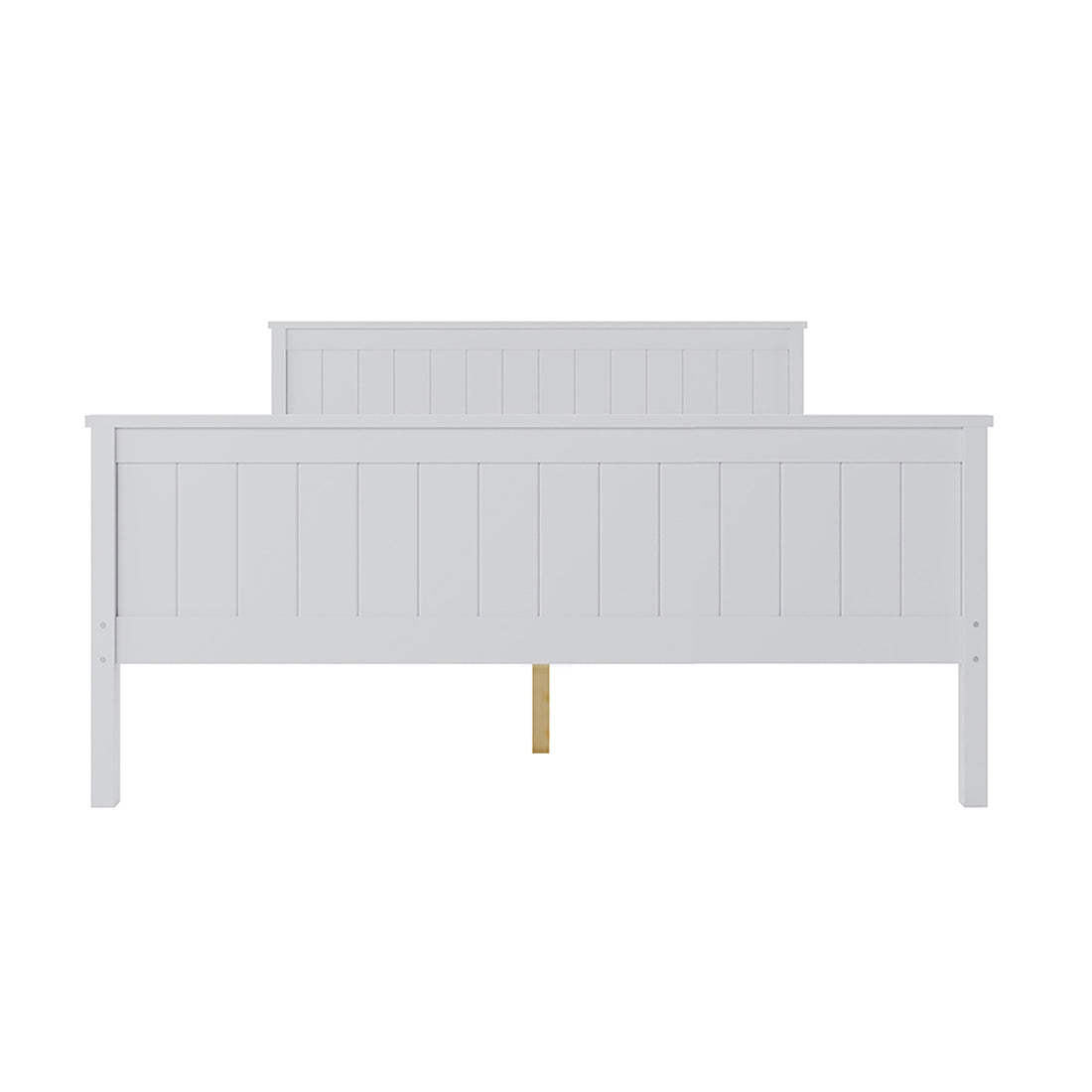 Close-up of the Tertia Solid Pine Timber Bed Frame Double, showcasing its sturdy rectangular design with solid pine timber and engineered wooden slats for optimal support and durability.