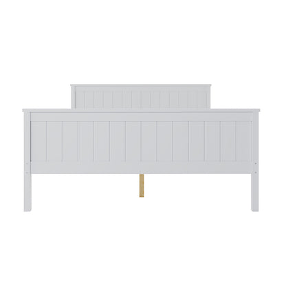 Close-up of the Tertia Solid Pine Timber Bed Frame Double, showcasing its sturdy rectangular design with solid pine timber and engineered wooden slats for optimal support and durability.