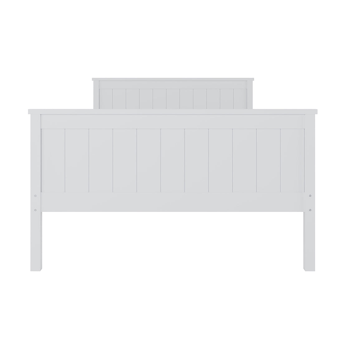 Tertia Solid Pine Timber Bed Frame King Single; features a minimalist white rectangular design with a black handle, showcasing sturdy construction and engineered wooden slats for enhanced bedroom support.
