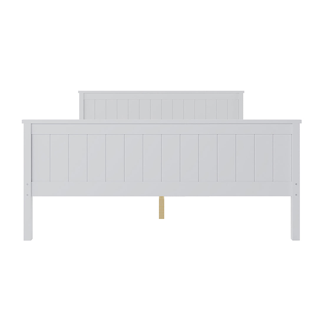 Tertia Solid Pine Timber Bed Frame Queen, featuring a rectangular white wooden headboard and sturdy wooden legs, designed for durability and excellent mattress support, ideal for enhancing bedroom aesthetics.