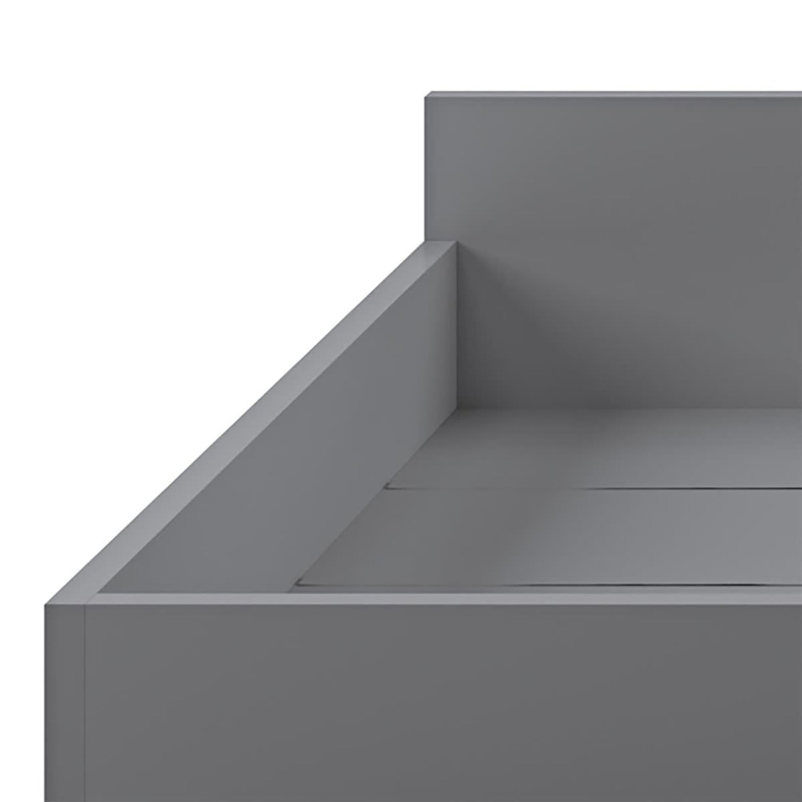 Single Solid Pine Under Bed Twin Storage Drawers in Grey, featuring a minimalist rectangular frame with three horizontal panels and three walls, designed for practical under-bed storage and organized bedroom space.