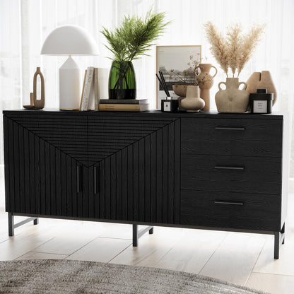 Anderson 160cm Fluted Sideboard Buffet - Black