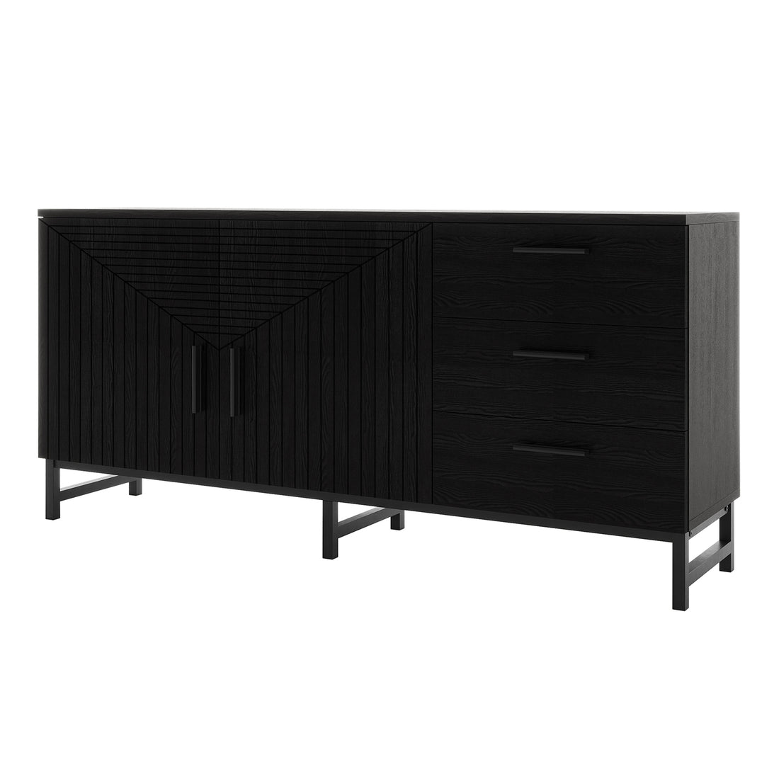 Anderson 160cm Fluted Sideboard Buffet - Black