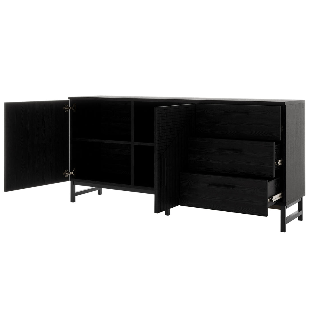 Anderson 160cm Fluted Sideboard Buffet - Black