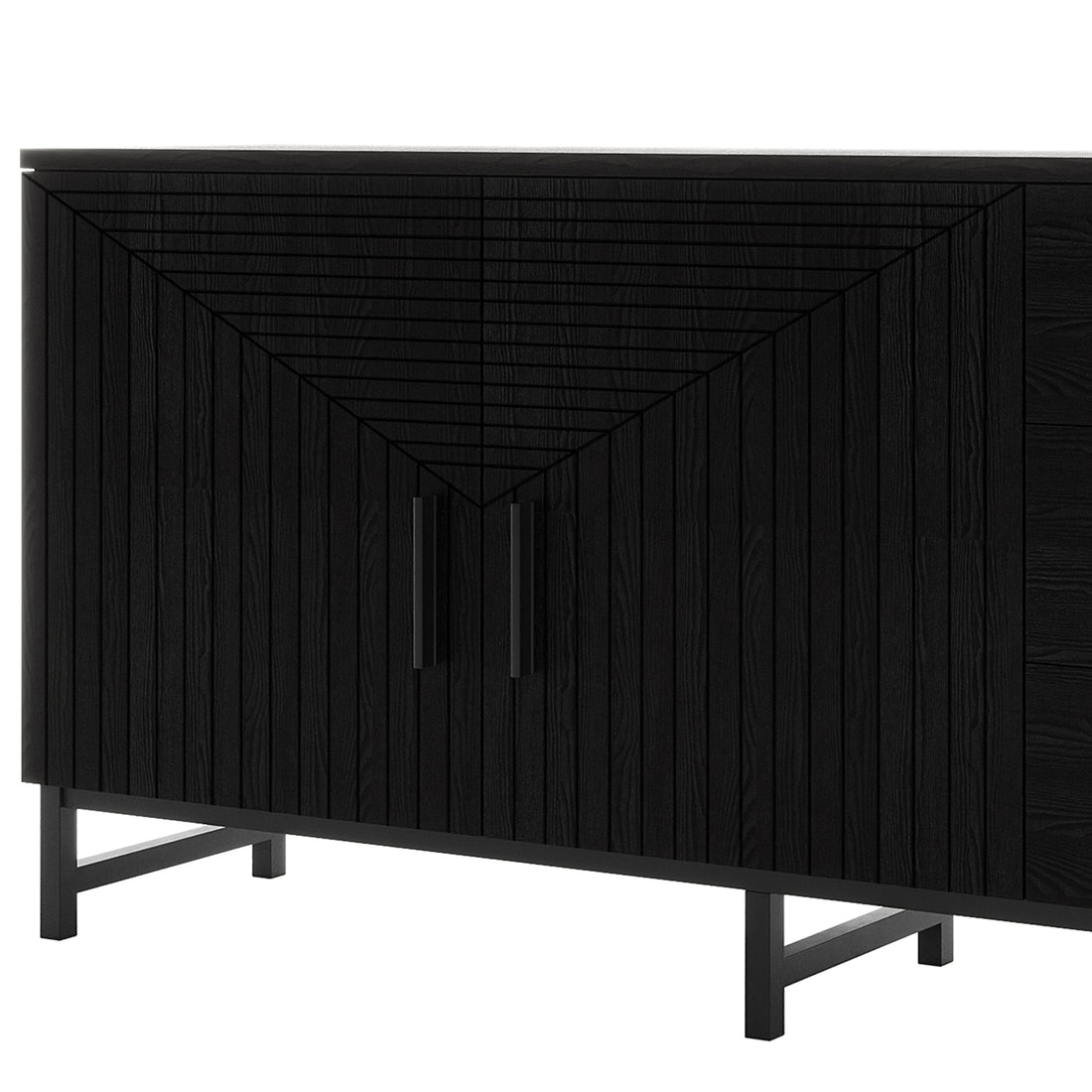 Anderson 160cm Fluted Sideboard Buffet - Black