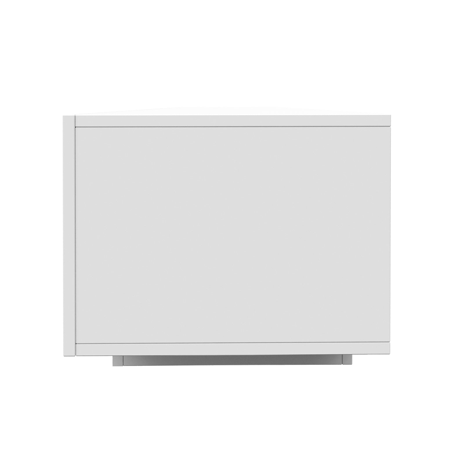 Archen 200cm 4 Drawer Storage TV Entertainment Unit in White, a sleek, handle-less cabinet with flat panels, offers a modern look and ample storage for media essentials.