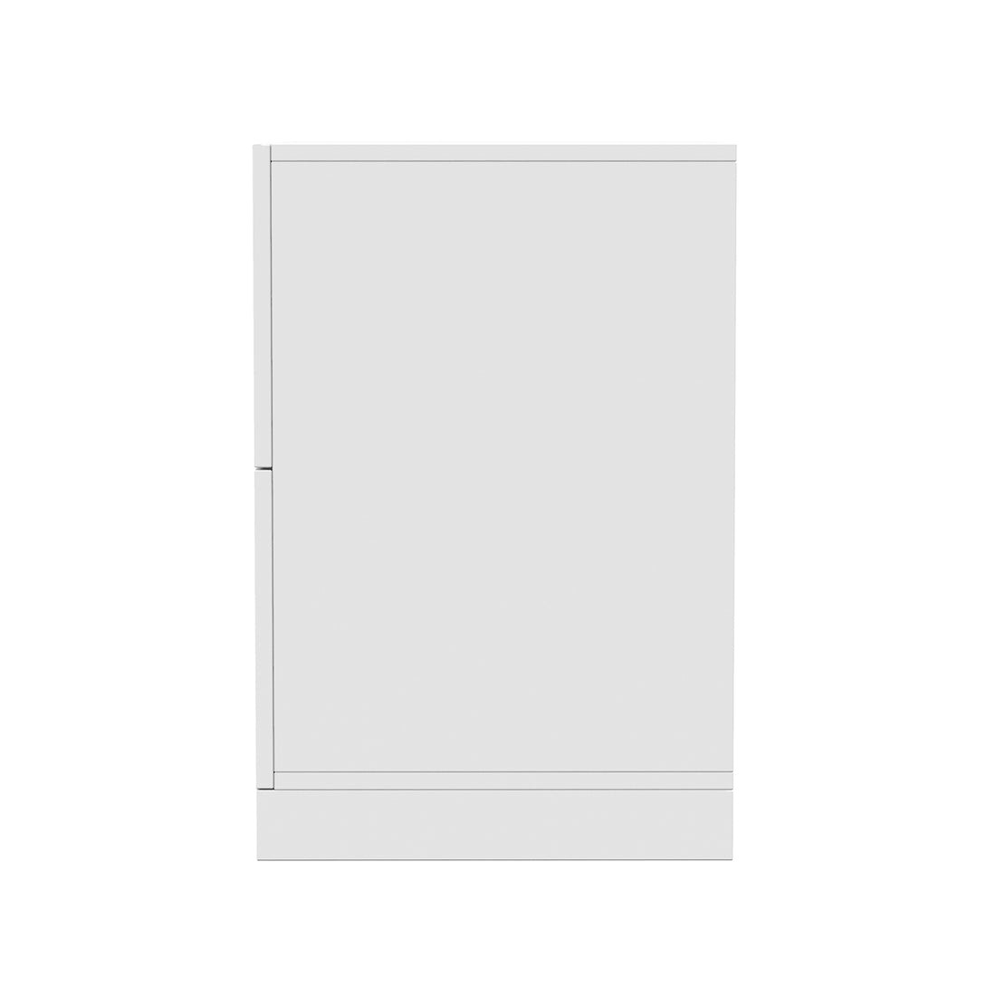 Archen Bedroom & Living Room Storage Package in White features a sleek, flat-fronted cabinet door with subtle vertical and horizontal reveals, exemplifying modern minimalist design for cohesive home organization.