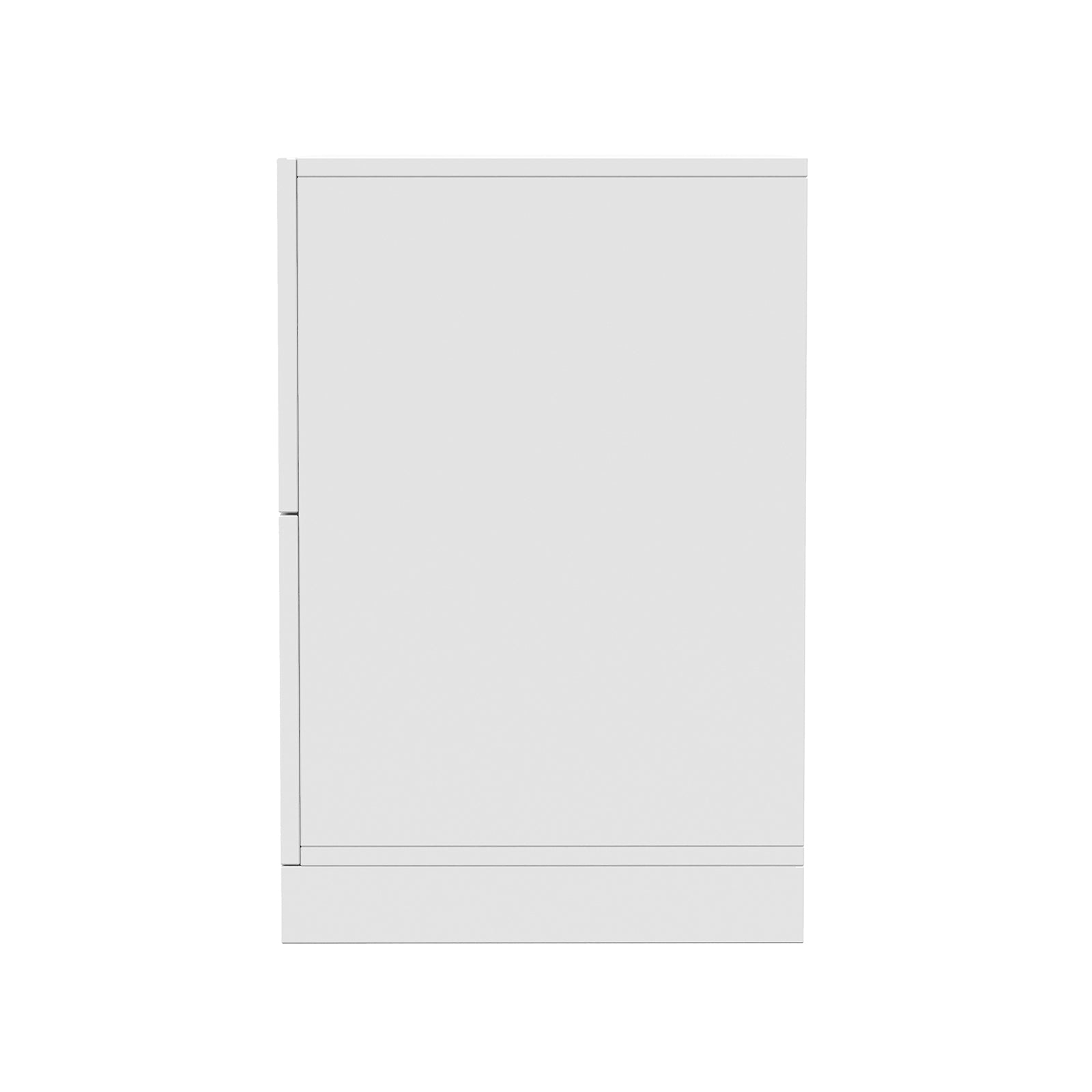 Archen Bedroom & Living Room Storage Package in White features a sleek, flat-fronted cabinet door with subtle vertical and horizontal reveals, exemplifying modern minimalist design for cohesive home organization.