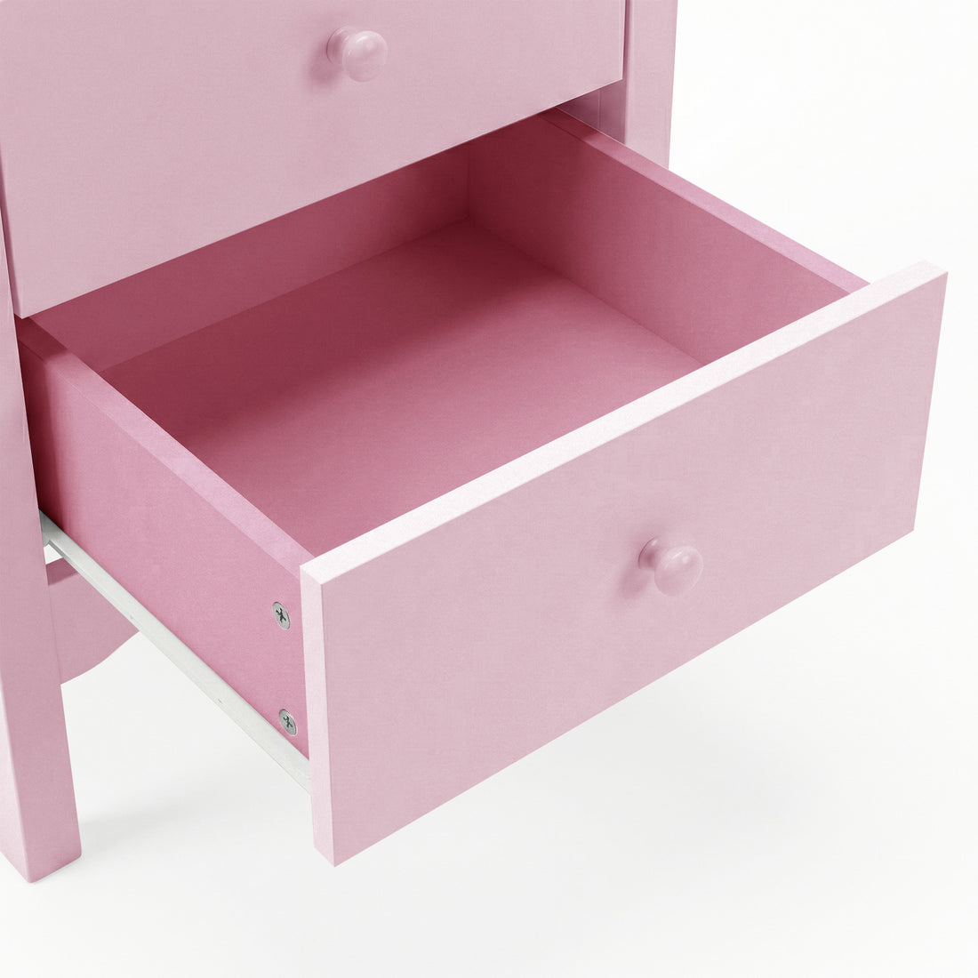 Bellea 45cm Pine Two Drawer Bedside Table in Pink