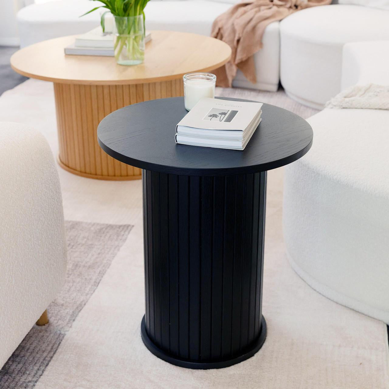 Booker 50cm Round Side Table - Black - Lifestyle